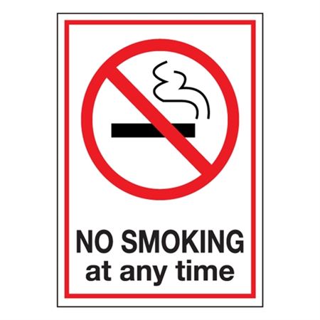 Heavy Duty No Smoking Decal No Smoking At Any Time